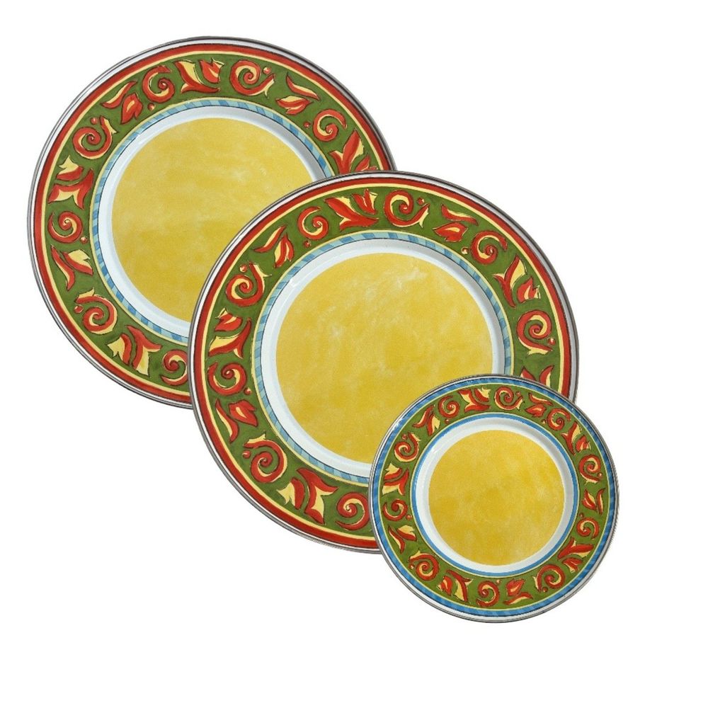 Formation 1980s metal enamelware plates set of 3 Tuscan Summer Dishes